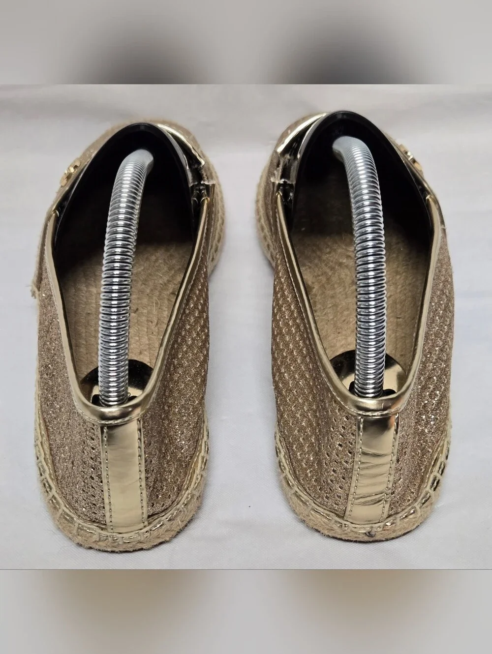 Michael Michael Kors Gold Matallic Flats Shoes Perforated Espadrille Slip On 7